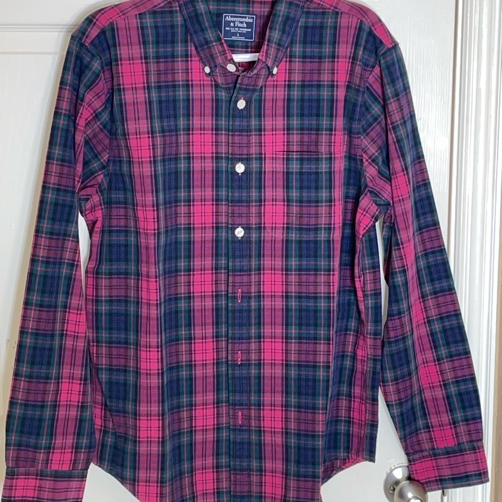 Abercrombie & Fitch Shirt Mens Large Red Plaid shirt VTG​​​​​ - Picture 9 of 10